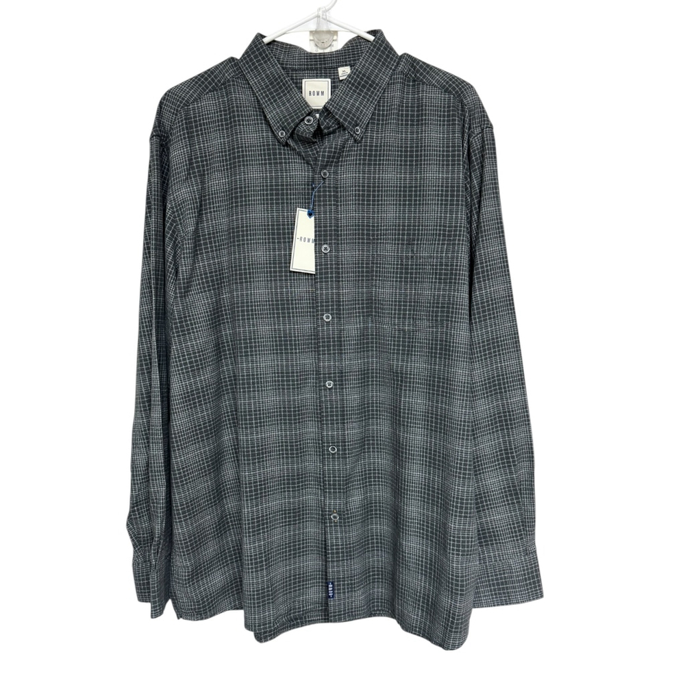 Men's ROWM Gray Plaid Check Button Down Flannel Shirt XL NWT